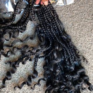 6 14inch Medium Bohemian Box Braids Goddess Crochet Hair Curly Ends Synthetic